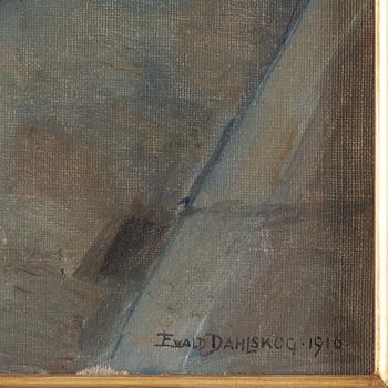 EWALD DAHLSKOG, oil on canvas, signed Ewald Dahlskog and dated 1916. "Gråväder, Munkbron (5)".