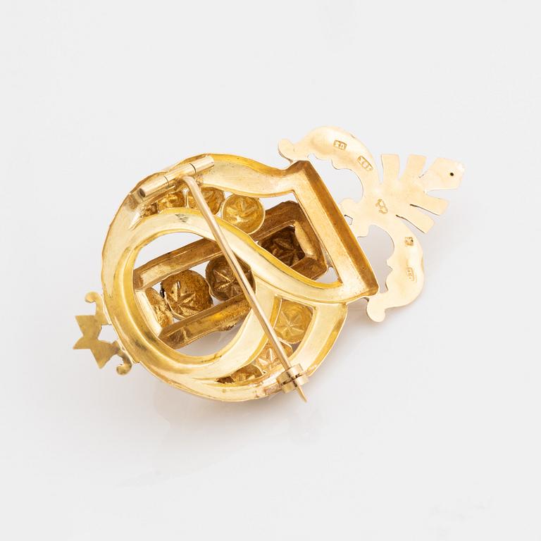 Brooch, 18K gold, GD, Gustaf Dahlgren, Malmö 1874.