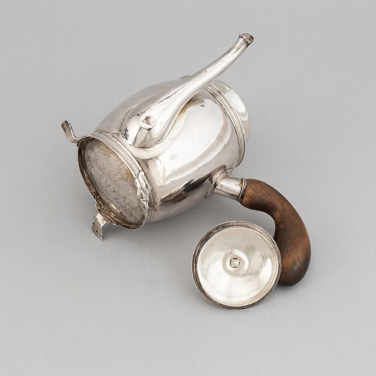 A swedish silver coffee-pot, mark of Carl Gustaf Hjulström, Köping 1838.
