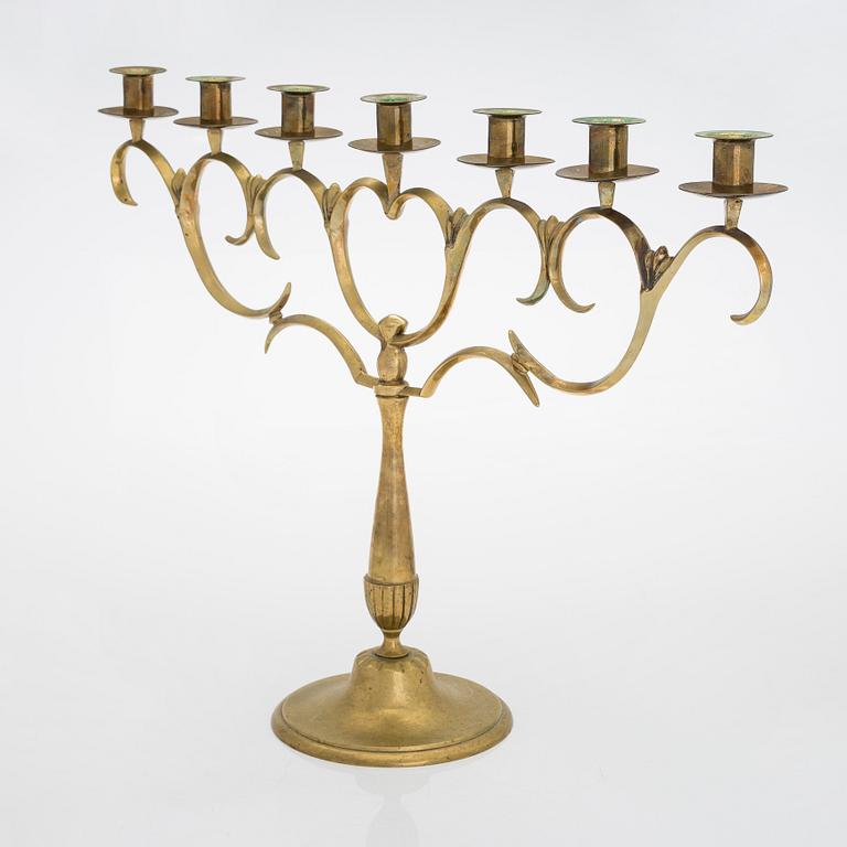 Paavo Tynell, A 1920/1930s brass candelabrum for Taito, Finland.