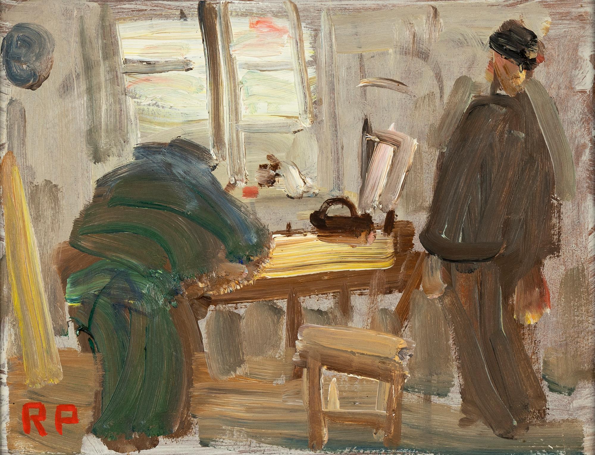 Ragnar Person, olja på pannå, sigerad RP.