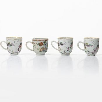 A group of 12 famille rose cups, Qing dynasty, Qianlong (1736-95).