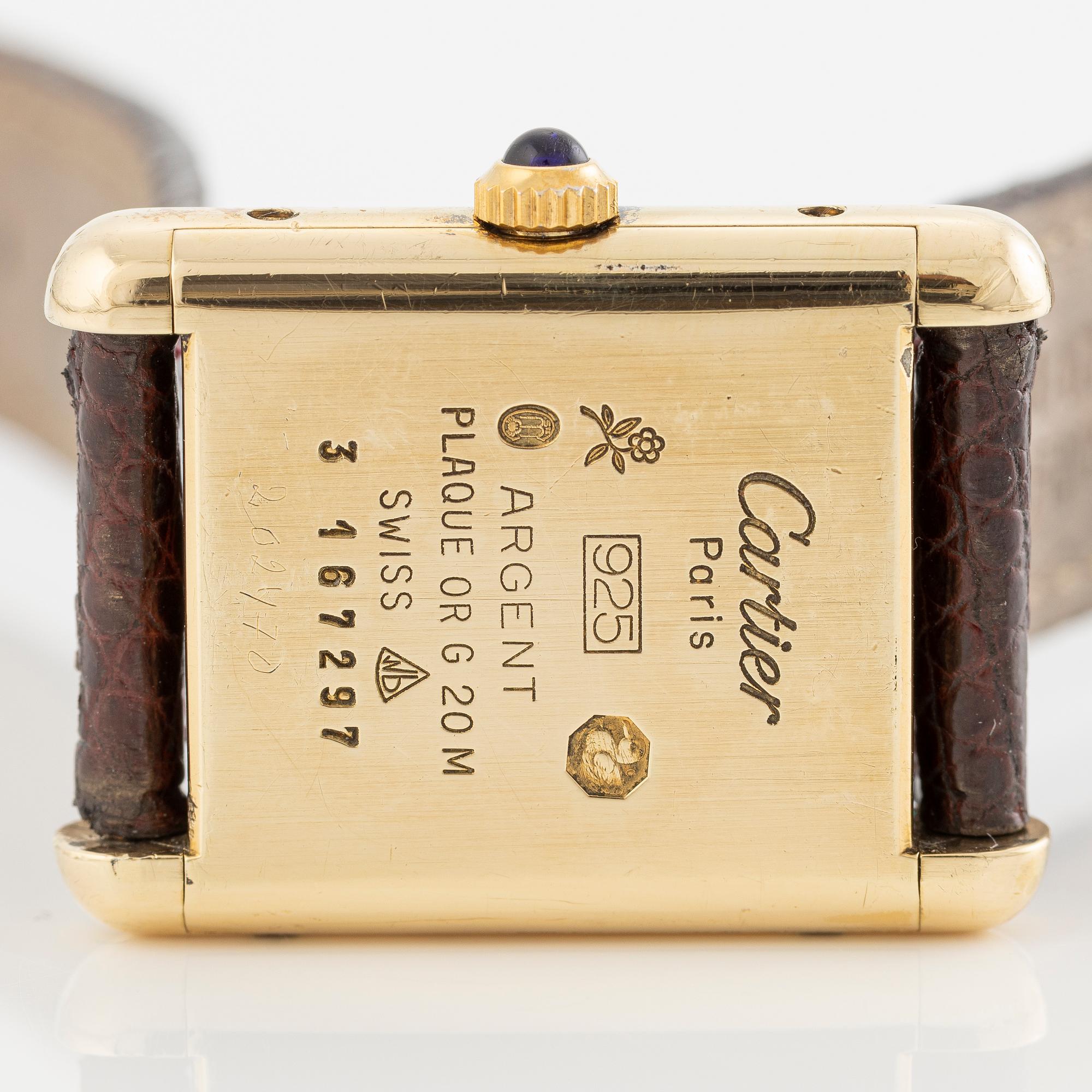 must de Cartier, Tank, "Trinity Dial", wristwatch, 20.5 x 20 (28) mm.