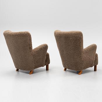 A pair of Danish Modern armchairs, Denmark, 1930's/40's.