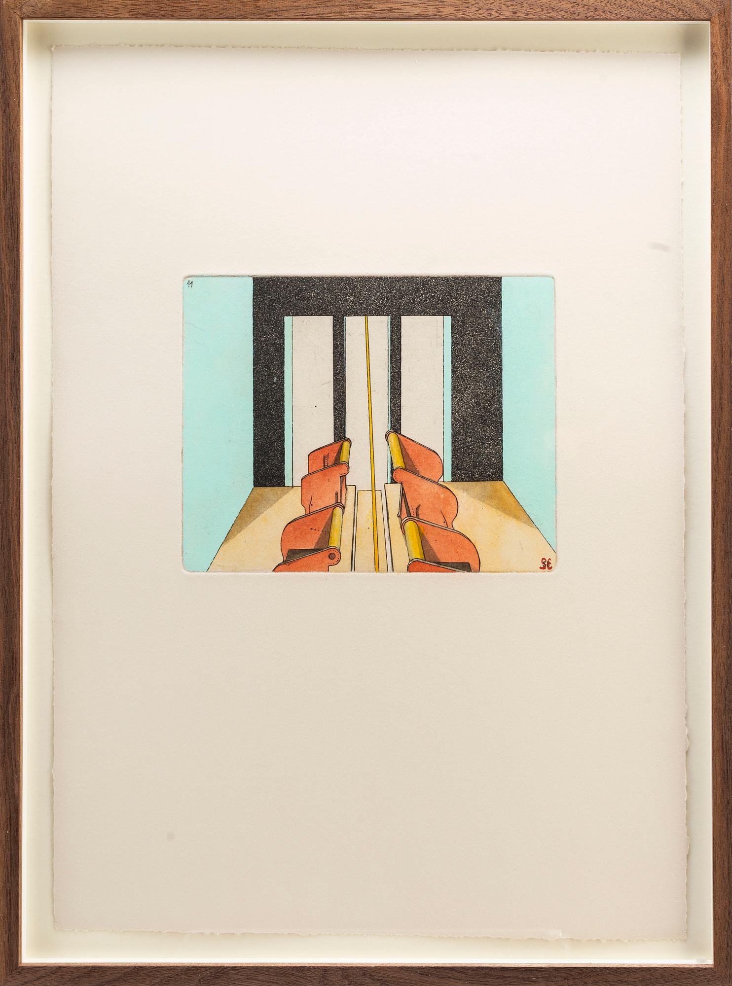 STEN EKLUND, handkolorerad etsning, signerad.