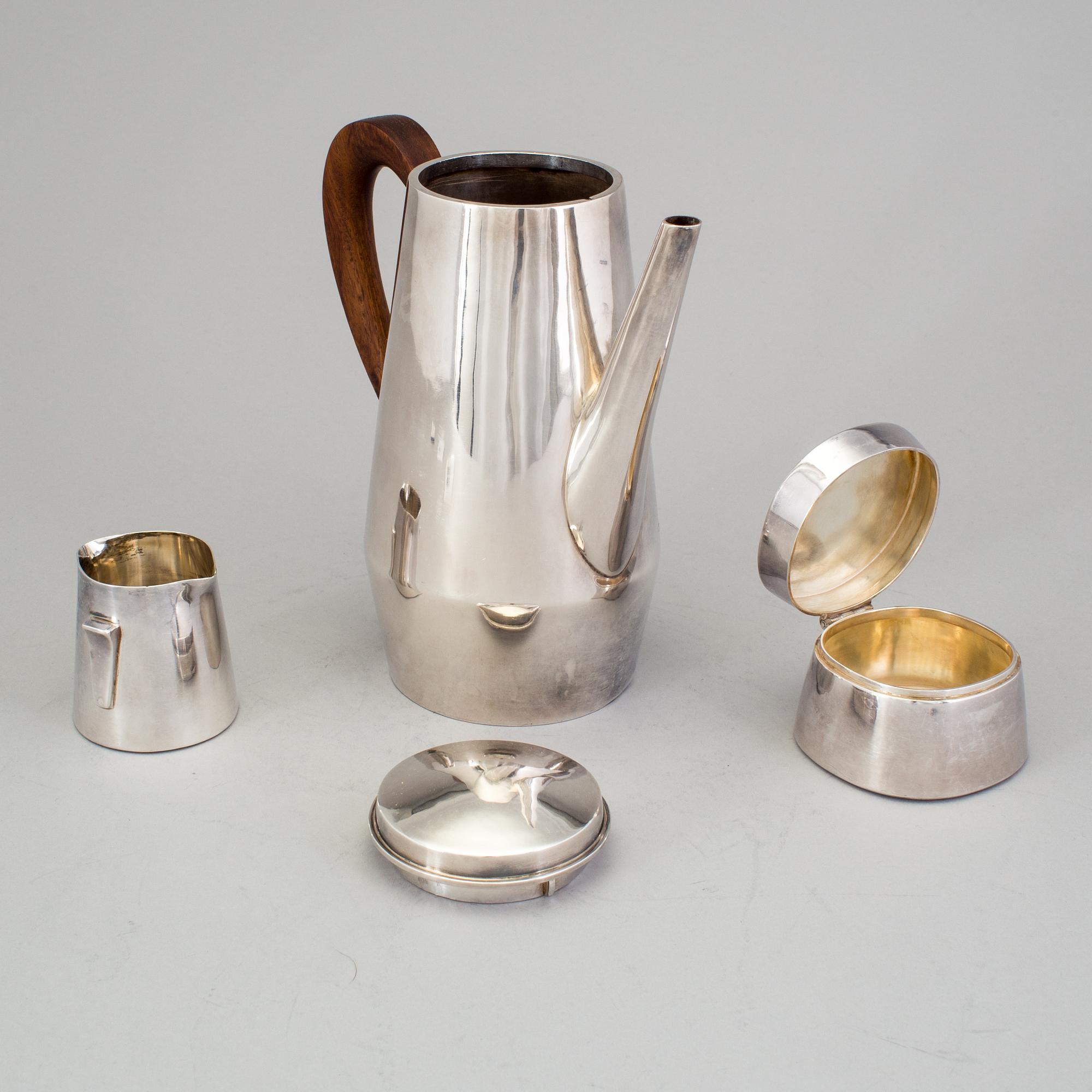 RAY URBAN, Stockholm 1962, Kaffeservis, 3 delar, silver 925/1000.