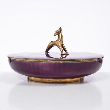 David Andersen, ask med lock, emalj och förgyllt silver, Norge, 1900-talets mitt.