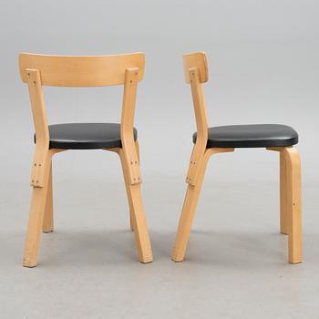 ALVAR AALTO, tuoleja, 4 kpl, malli 69, Artek 1900-luvun puoliväli.