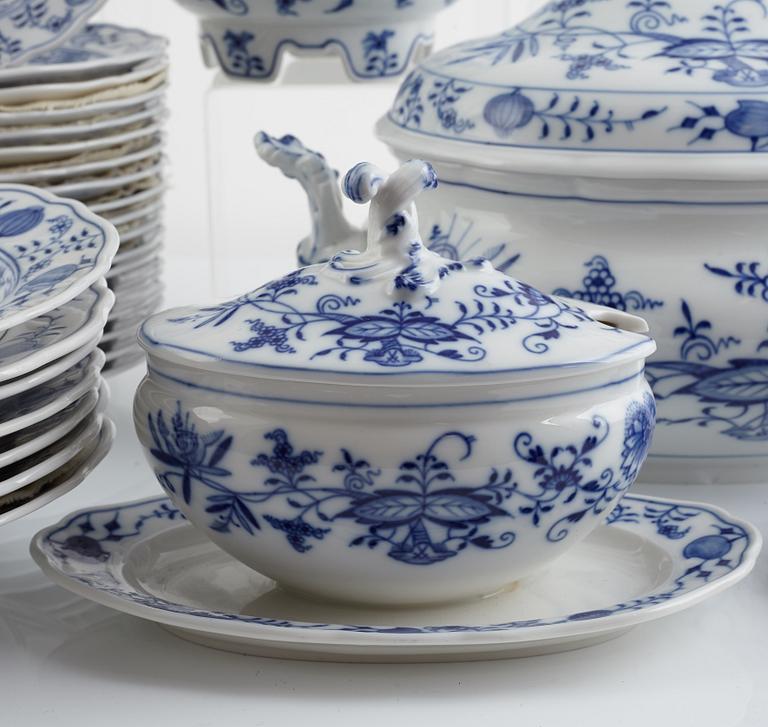 A Meissen Dining and Coffee Service, "Onion Pattern", (90 pieces).