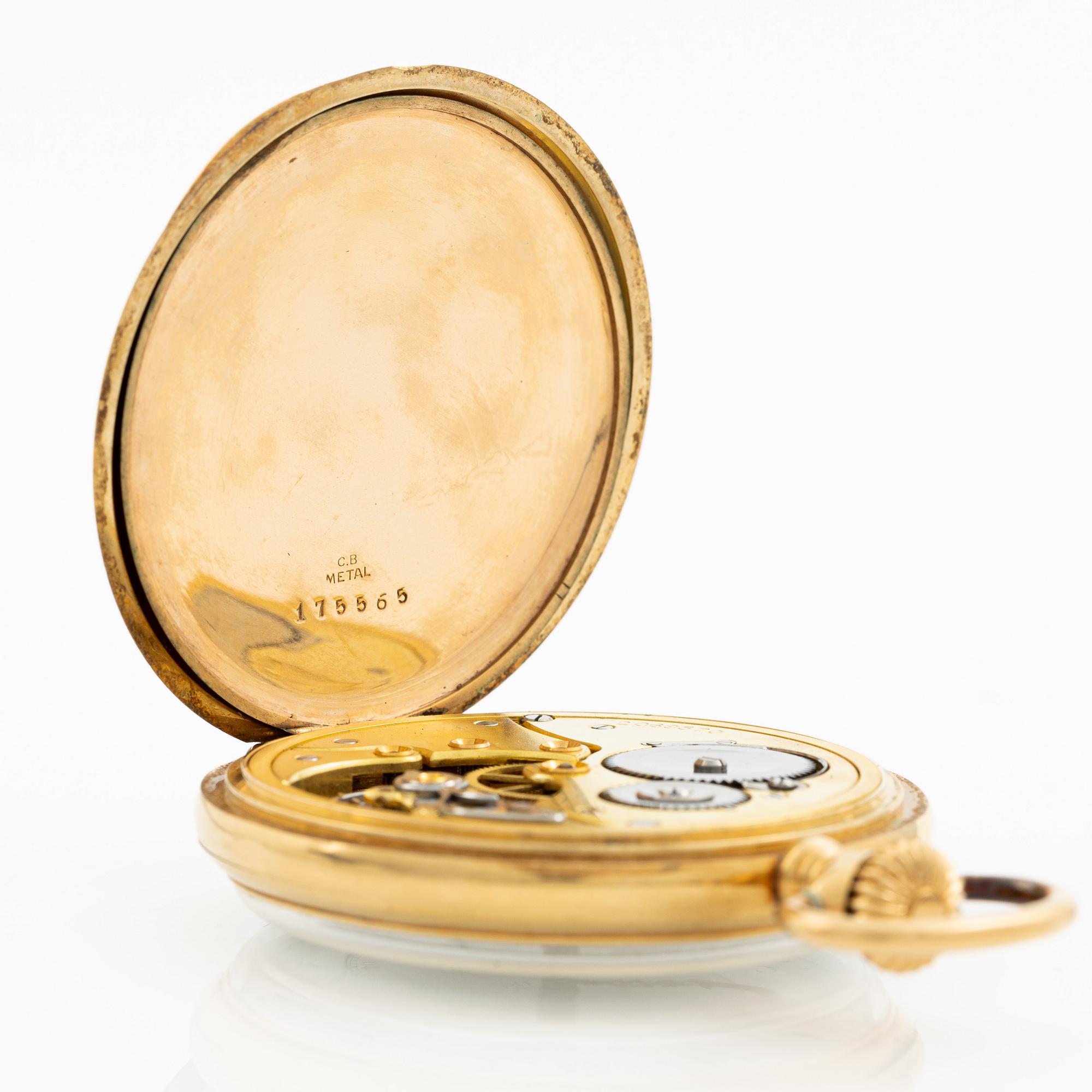 Pocket watch, 18K gold, 50.5 mm.
