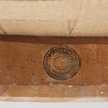 A pair of Gustavian late 18th century armchairs by Lars Söderholm (master in Stockholm 1789-1794).