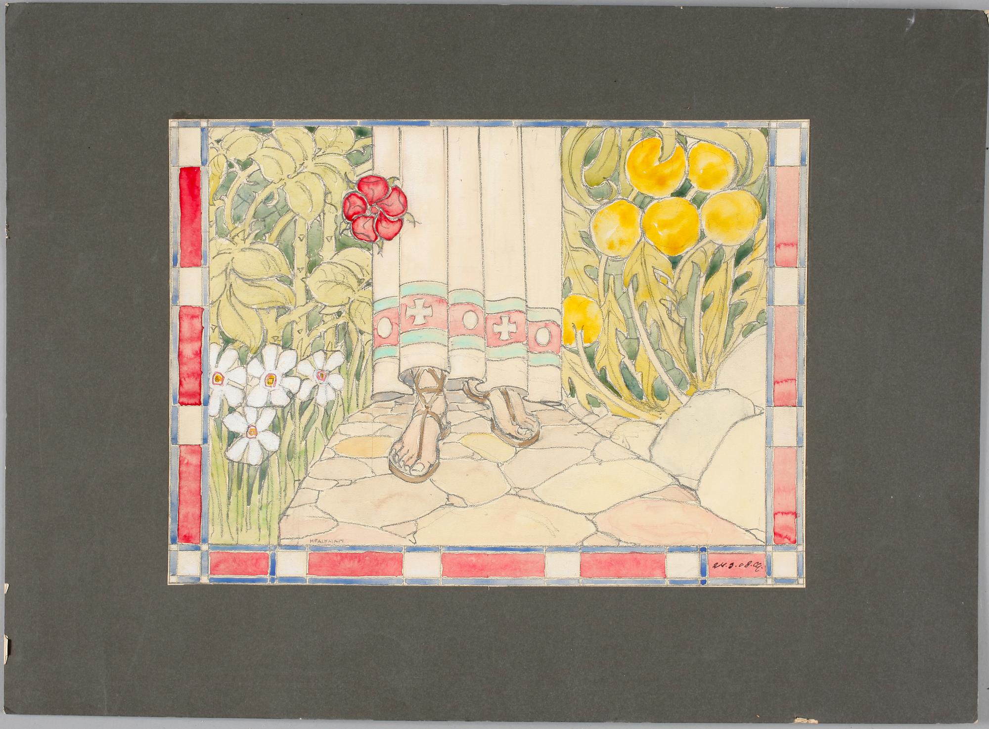 HARALD FALKMAN, ARKITEKTURRITNINGAR, ca 20 st samt, AKADEMITECKNINGAR, 4 ST, sign, dat tidigt 1900-tal.