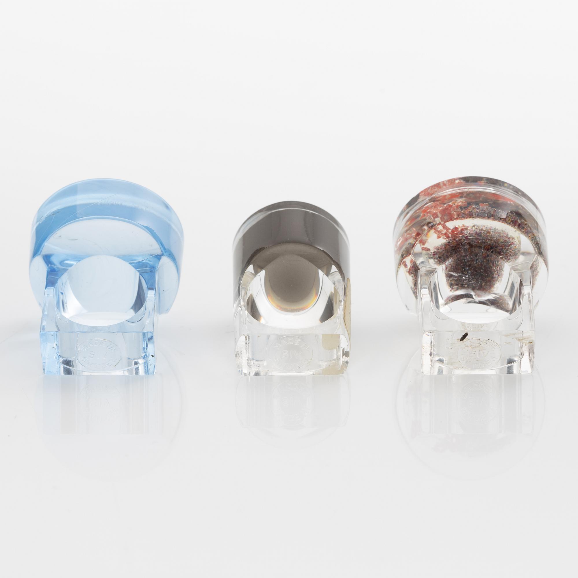 Siv Lagerström, three acrylic rings, 1970s.