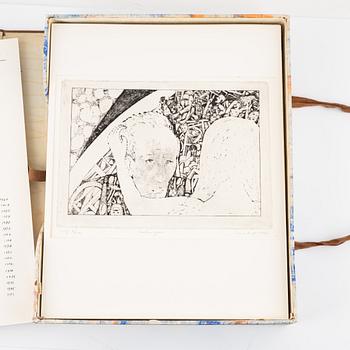 Franco Leidi, box with 35 copper plates/dry points, 1968-75.