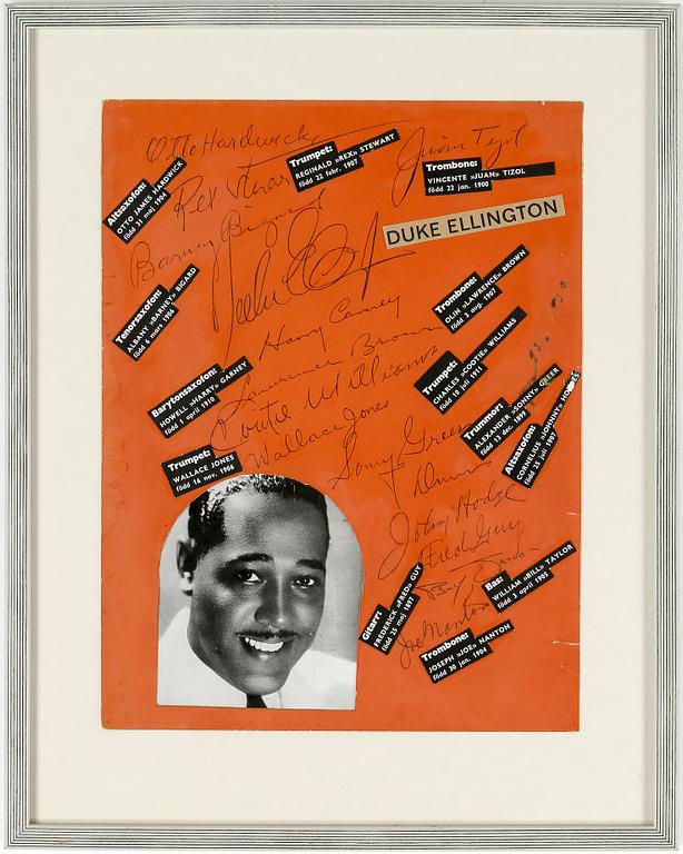 JAZZAUTOGRAFER, främst Duke Ellington, daterade 23/4 1939.