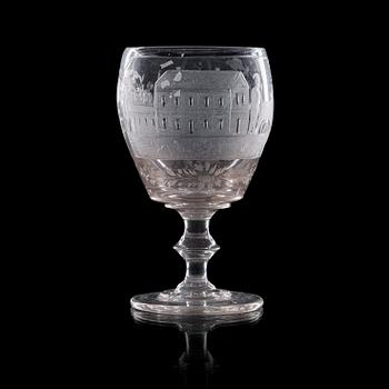 1330. BÖLLOPSPOKAL, glas, Danmark, daterat 1860.