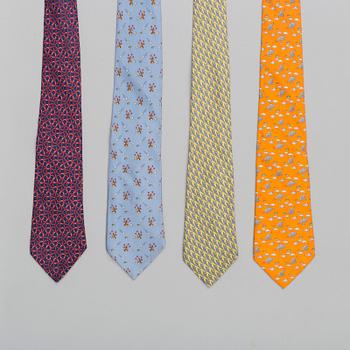 A set of four silk ties by Hermès.