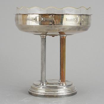 UPPSATSSKÅL, nysilver och glas, GAB, Stockholm, 1920.