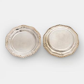 Lasinaluset telineessä, 12 kpl, hopeaa, Tšekkoslovakia 1950-luku.