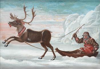 539. David Klöcker Ehrenstrahl After, Reindeer with a sledge.