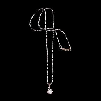 HÄNGE MED KEDJA, 18 k vitguld och diamant 0.35 ct enligt gravyr, svenska stämplat CESON. Total vikt ca 6,5 g.