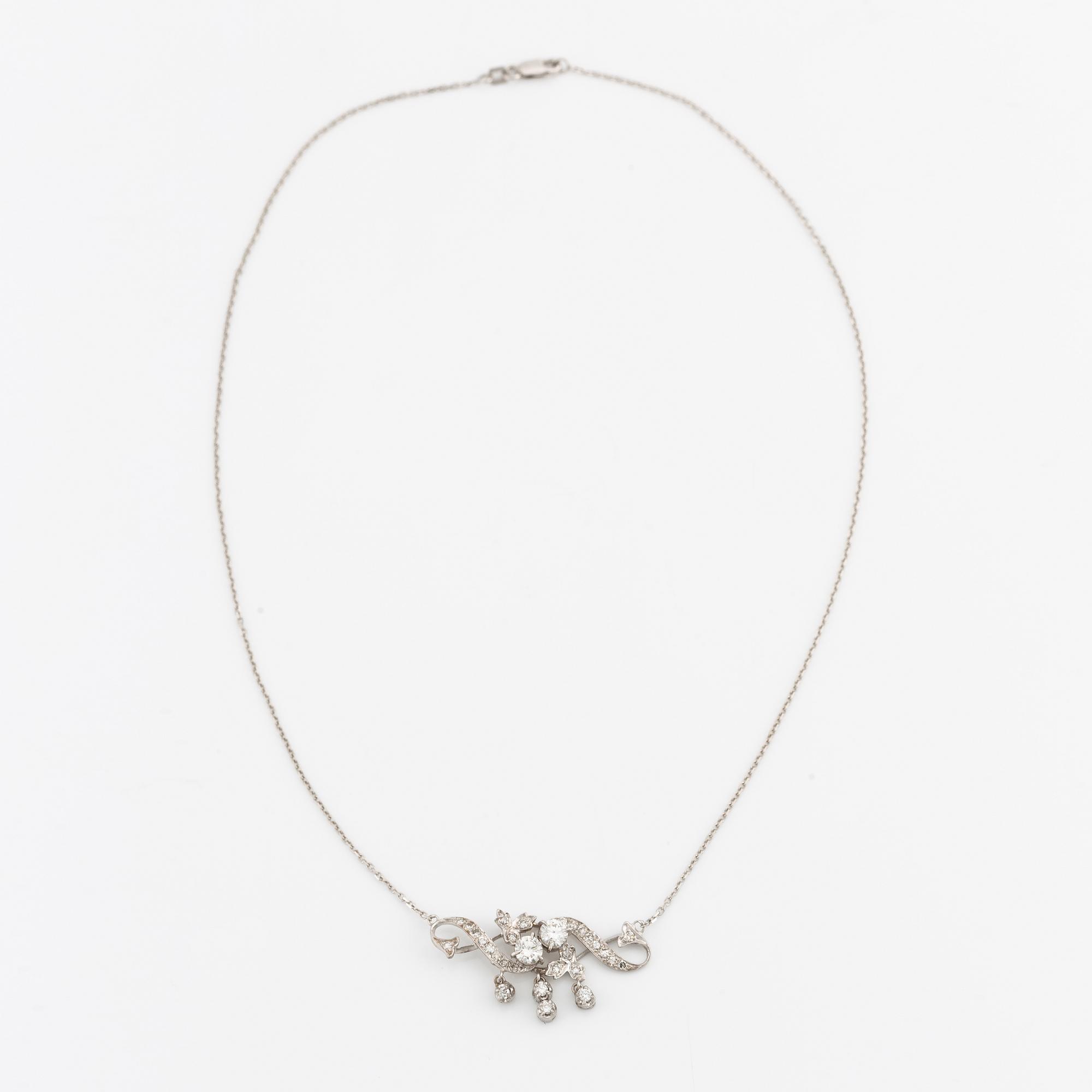 White gold necklace with diamonds.