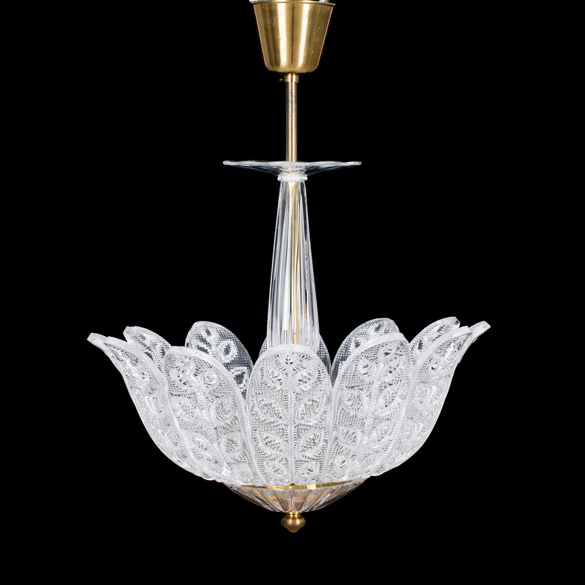 TAKLAMPA, enligt inköpskvitto Nils Landberg, Orrefors, 1953.