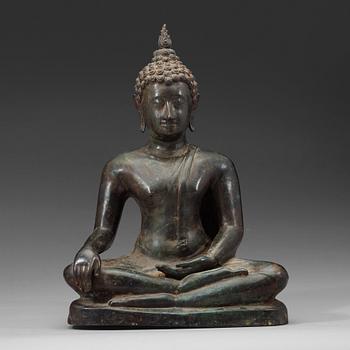 BUDDHA, brons. Thailand, troligen Lanna, 14-1500-tal.