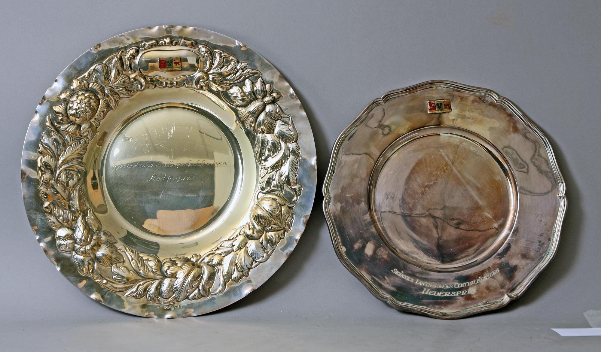 FAT, 4 st samt BÄGARE, silver, 1900-tal.