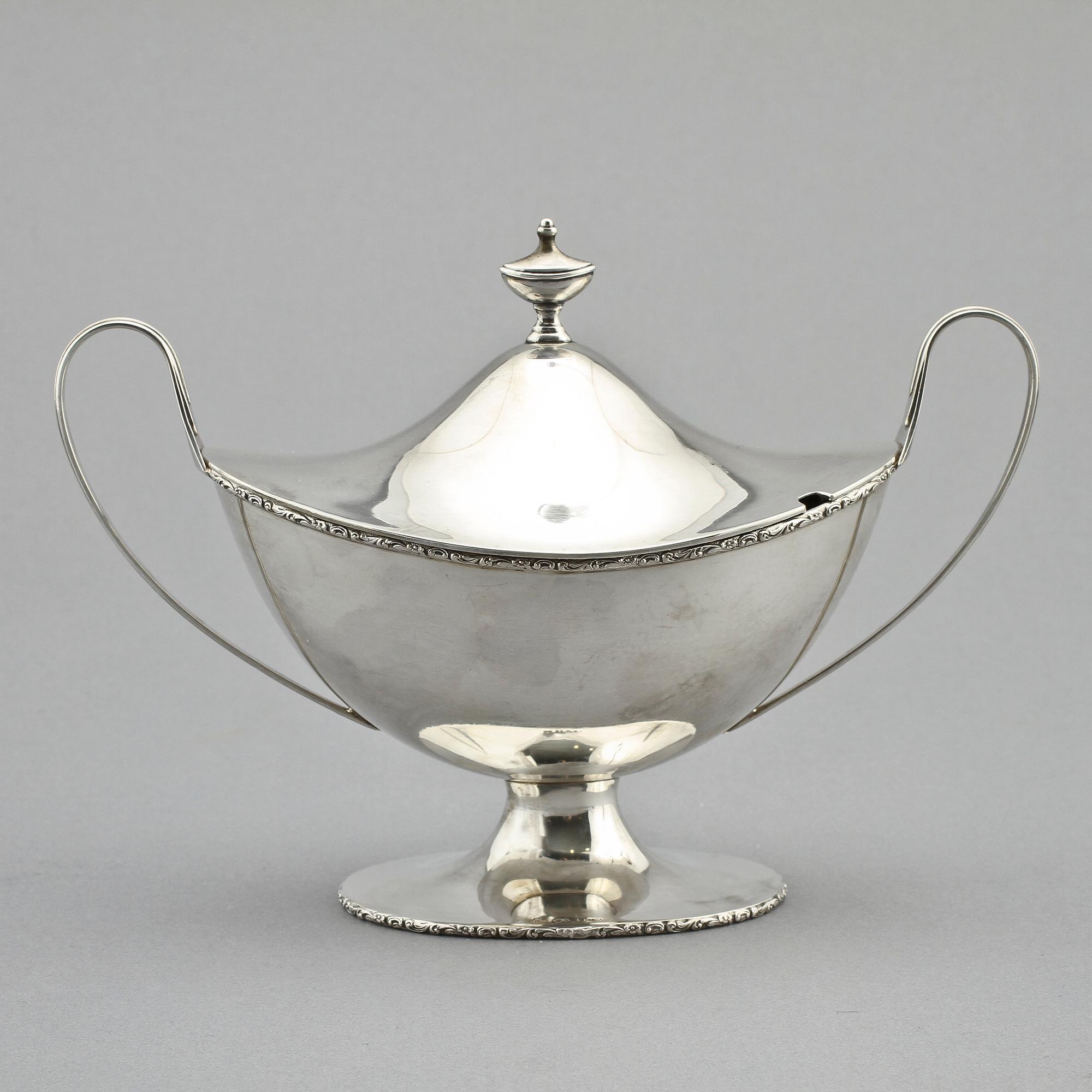 SOCKERSKÅL, silver, empirestil, Ryno Carlman, Stockholm, 1920, vikt 395 g.