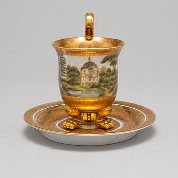 A KPM porcelain cup with saucer from the first half of the 19th century, Königliche Porzellan-Manufaktur, Berlin.
