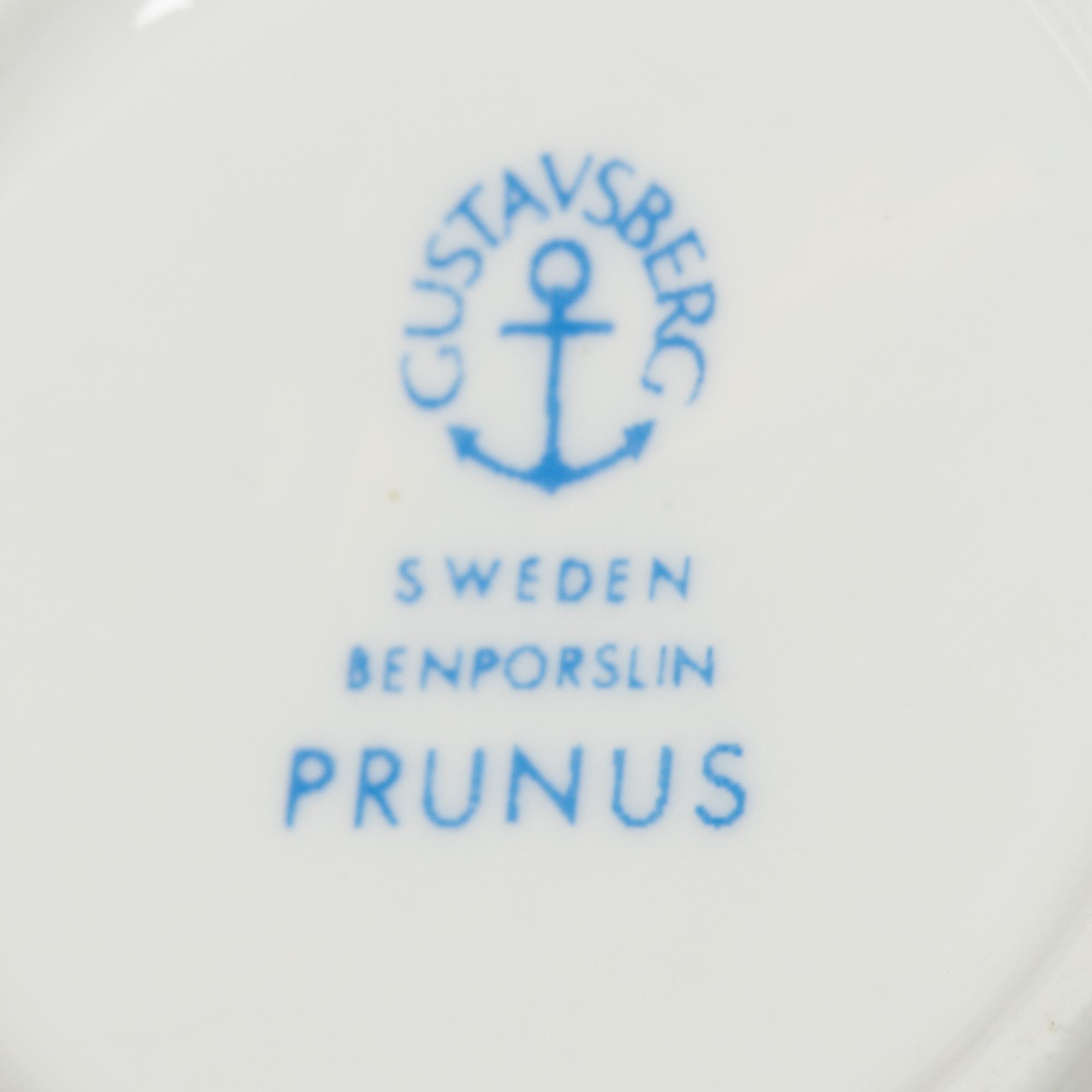 Stig Lindberg, Coffee cups with saucers, 9 pcs, "Prunus", Gustavsberg.