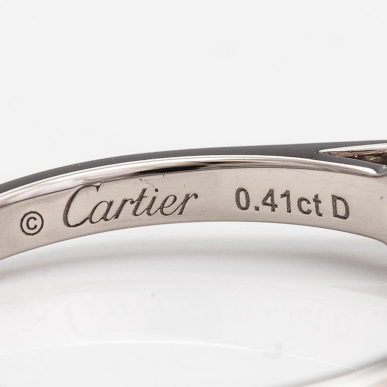 Cartier, Sormus, platinaa ja timantti n. 0.41 ct. Merkitty DZJ421. GIA todistus.