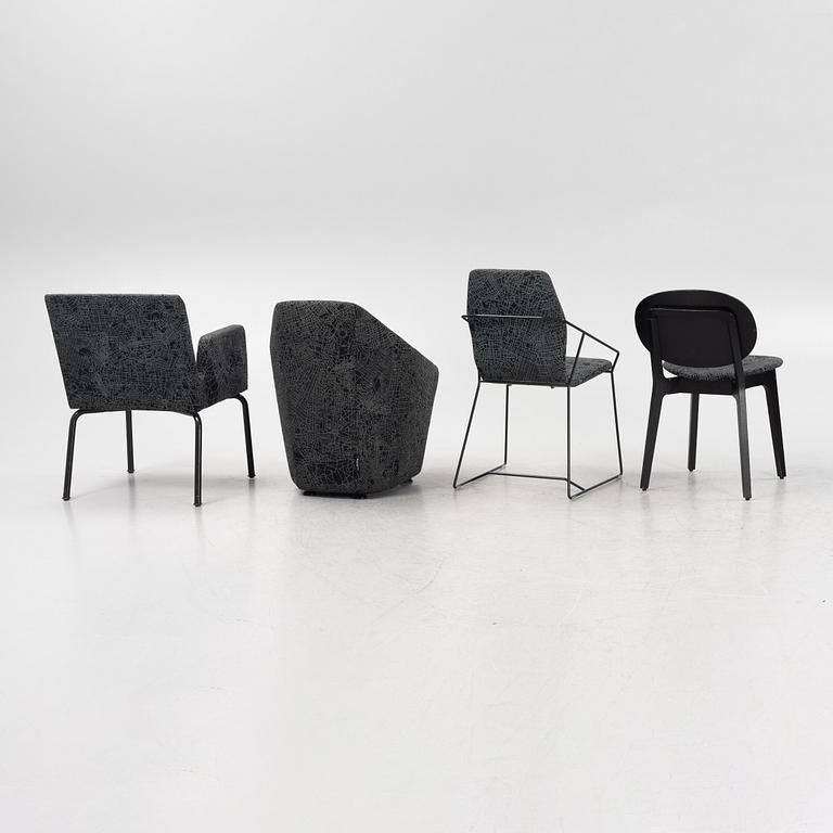Claesson Koivisto Rune, 11 chairs and armchairs, various models, upholstered in the fabric "Metropolis", from the 2000s.