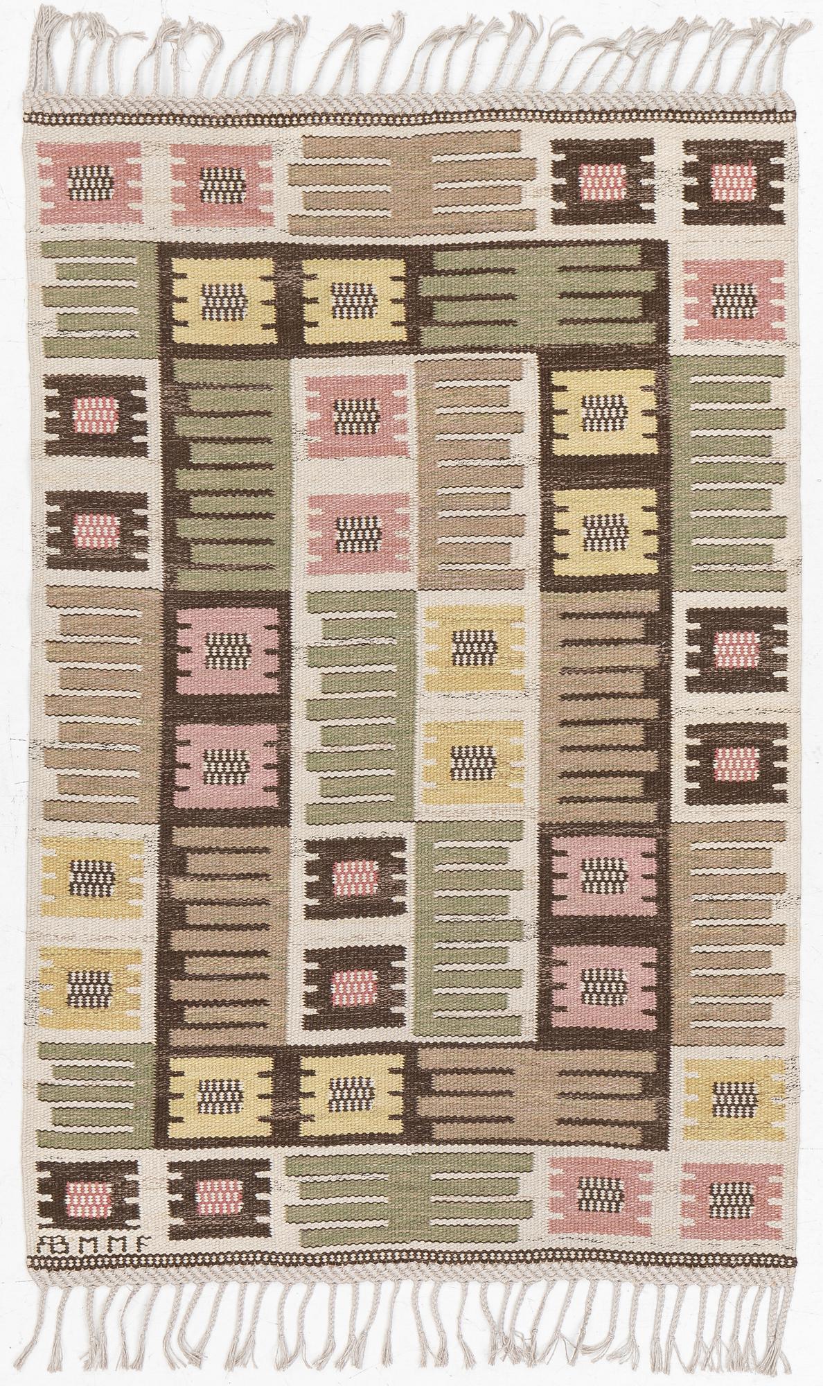 Märta Måås-Fjetterström, a carpet, 'Nyponblomman', flat weave, c. 163 x 105 cm, signed AB MMF.