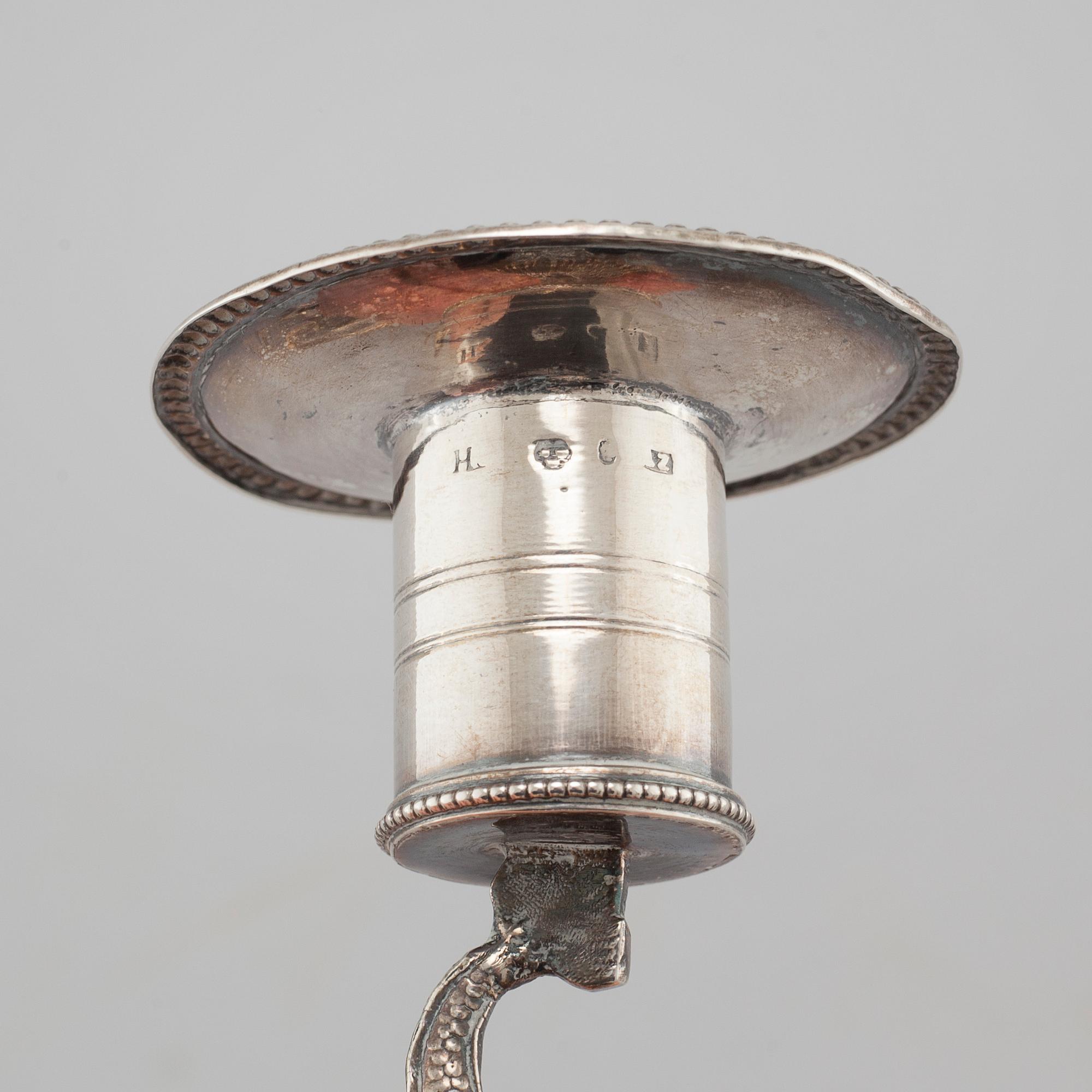 a pair of silver candlesticks, Stockholm, 1814.