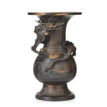 575. A gold splashed bronze vase, Qing dynasty, presumably 18th Century or older.