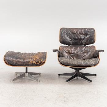Charles & Ray Eames, armchair and footstool, "Lounge chair" for Herman Miller 1960s.