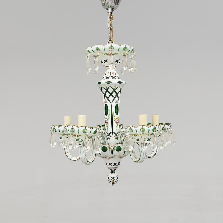 TAKKRONA, glas, Böhmen, 1900-talets mitt. Höjd ca 50 cm.