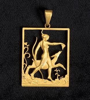 HÄNGE, förgyllt, Tore Strindberg, Sporrong & Co, Stockholm.  Vikt ca 10 g.