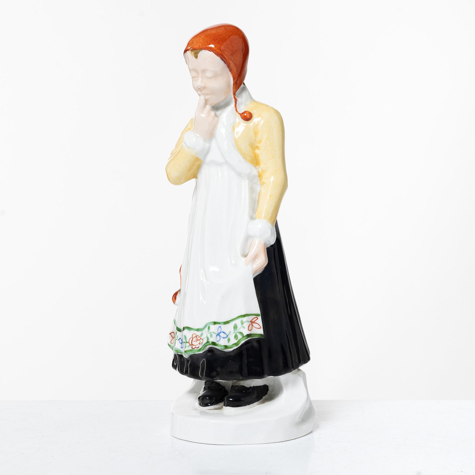 Hilma Persson-Hjelm, "Jössehärad", a porcelain figurine and an Art Nouveau bowl, Rörstrand, early 20th century.
