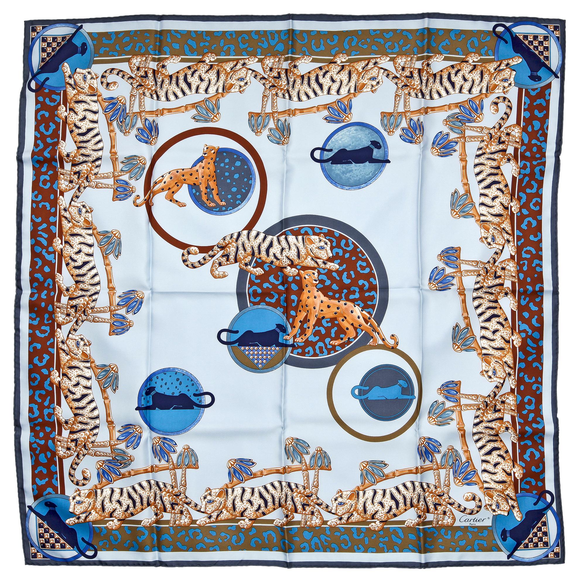 A silk scarf by Cartier.
