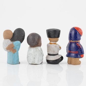 Lisa Larson, a set of four figurines, earthenware, Gustavsberg, Sweden.
