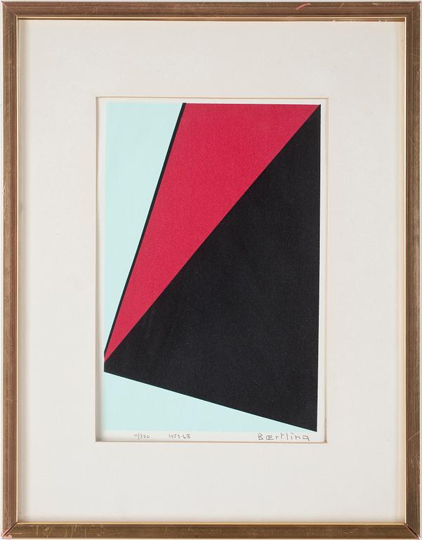 OLLE BAERTLING, färglitografi, numr 11/300, 1953-68, sign.