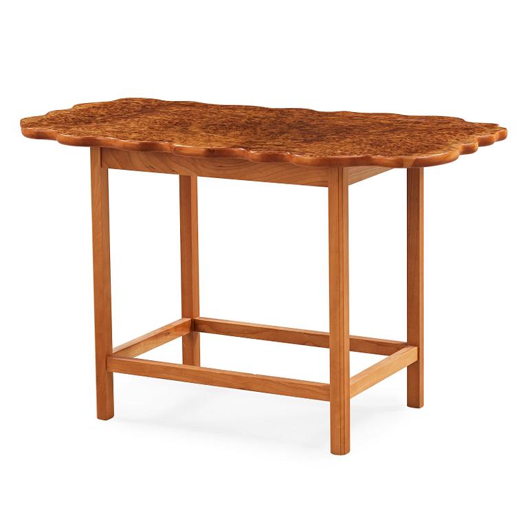 A Josef Frank burled wood and cherry side table, Svenskt Tenn, model 1058.