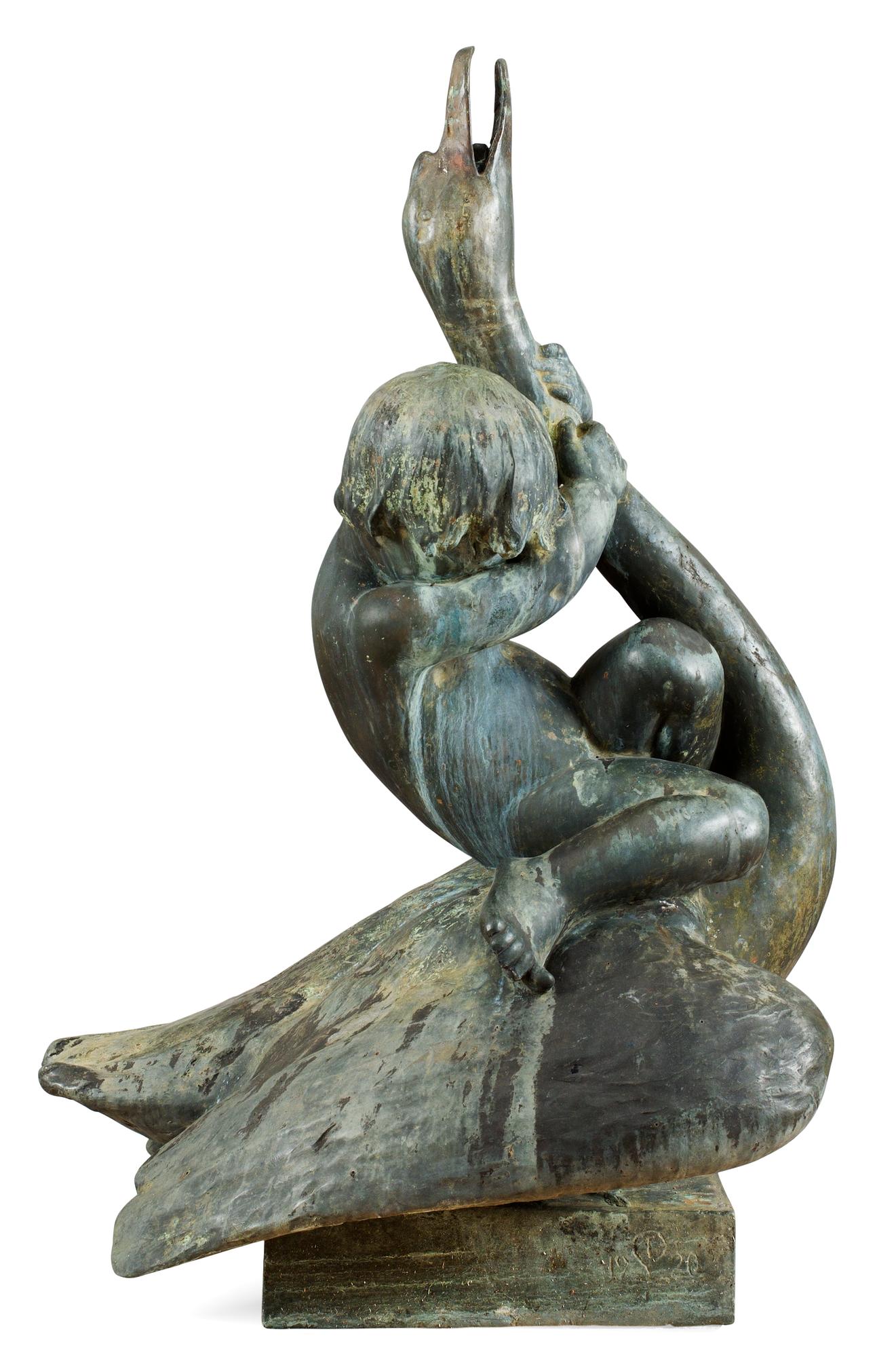 Theodor Lundberg, "Gosse lekande med svan" (Young boy playing with swan).