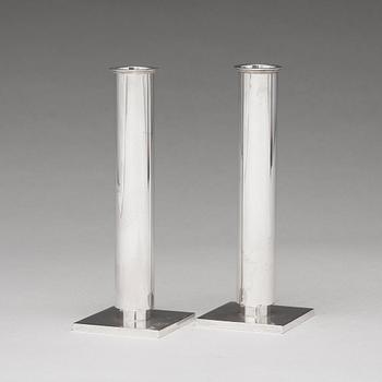 Wiwen Nilsson, a pair of sterling candlesticks, Lund, Sweden 1949.