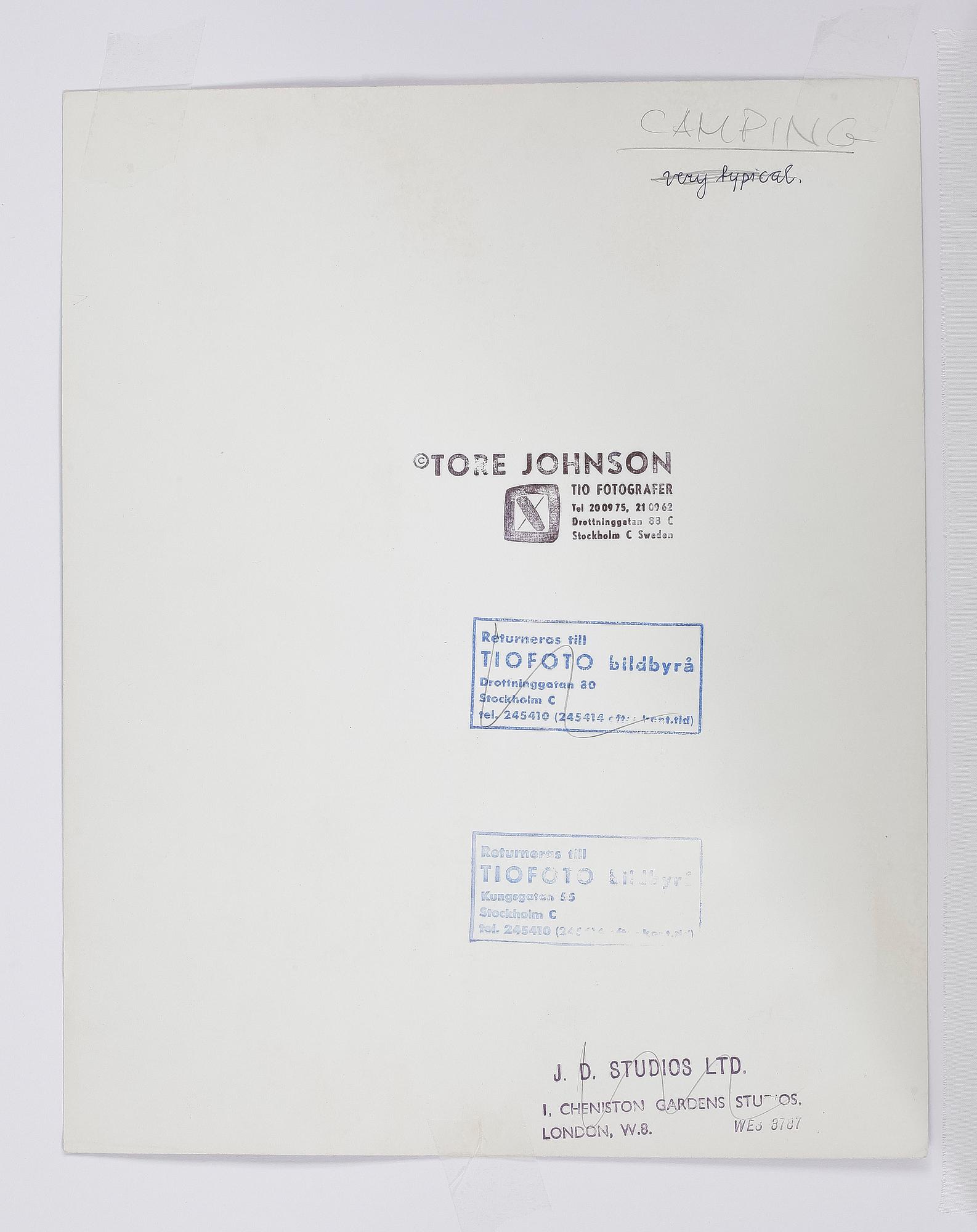 TORE JOHNSON, "Camping", silvergelatinfotografi.