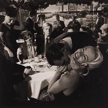 154. Larry Fink, "George Plimpton, Jared Paul Stern and Cameron Richardson, Fashion Shoot, Elaine‘s, New York City, January 1999".