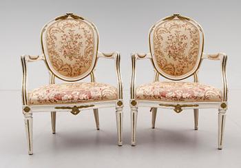 KARMSTOLAR, 1 par, gustavianska, 1700-talets andra hälft.